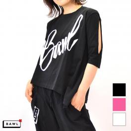 アシンメトリー カットスリーブ Tシャツ【BAWL】